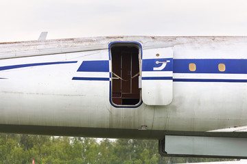 Cabin of an old military aircraft close-up.
