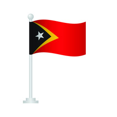 East Timor flag. National flag of East Timor on pole vector 