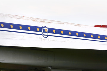 Cabin of an old military aircraft close-up.