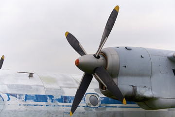 Elements of the old Soviet military aircraft close-up.