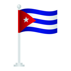 Cuba  flag. National flag of Cuba  on pole vector 