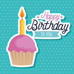 sweet muffin with candles and ribbon decoration