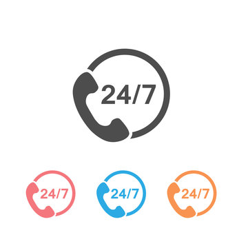 24 7 Call Center Support Vector Icon Set Isolated