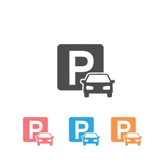 Car parking icon set on white.