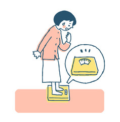 体重計に乗る女性