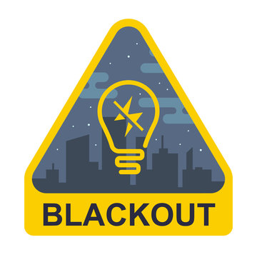 blackout sign. yellow triangle with a light bulb