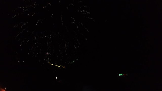 Wide aerial, fireworks over Corbin