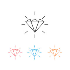 Diamond line icon set. Gemstone symbol.