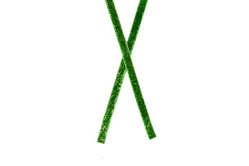 Green ribbon isolated on white background.