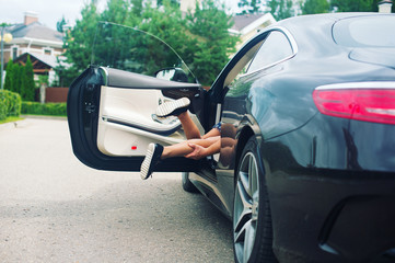 A strange dangerous man in car try to kidnap toddler lonely scared girl