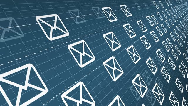 Envelope, E-Mail, flying mails abstract background. Seamless loopable background.