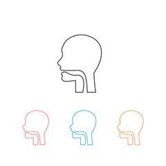 Oral cavity, pharynx and esophagus glyph icon set. Upper section of alimentary canal. Silhouette line symbol. Negative space. Vector isolated