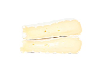 Pieces of camembert isolated on white background