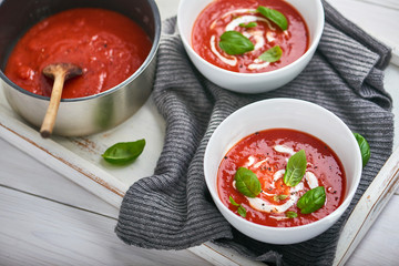 Tomato cream soup with sour cream