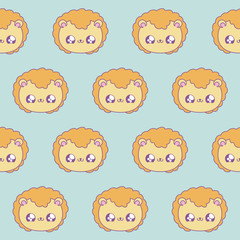 pattern of heads cute lions baby animals kawaii style