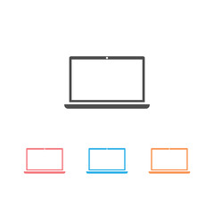 Laptop device icon set, office appliances - vector for