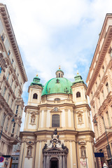 Fototapeta na wymiar The Peterskirche or St. Peter's Church in Vienna, Austria