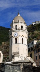 Fototapeta na wymiar Campanile della Chiesa di Santa Margherita di Antiochia. Comune di Vernazza. La Spezia