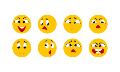 Fototapeta premium Funny cartoon faces. Angry character expressions eyes doodle crazy mouth fun sketch weird comic. Vector cartoons expression