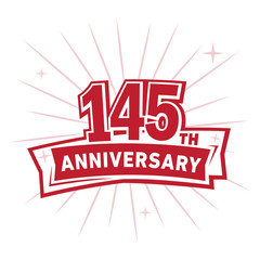 145 years anniversary celebration logo design template. Vector and illustration.