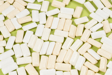 White chewing gum. Bubble gum.