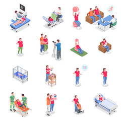 Pregnancy Icons Isometric Set