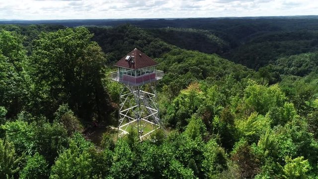 Pinnacle Knob Fire Tower in rural Corbin, aerial