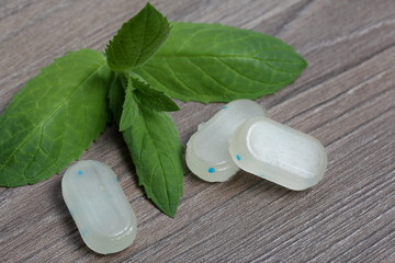 Peppermint candies for breath freshening. With refreshing microgranules. Cooling menthol for sore...
