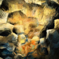 Obraz premium Abstract painting, Wall art, Canvas print, Oil paint, Modern drawing, Textured brushstrokes, Contemporary impressionism style, Warm fancy colors, Psychedelic design pattern, surreal fine art