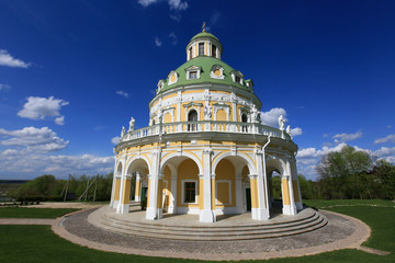 Serpukhov district, village Podmoklovo, Russia, Church of the Nativity of the Blessed Virgin on a sunny summer day