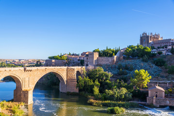 ancient spanish city Toledo in sunrise light