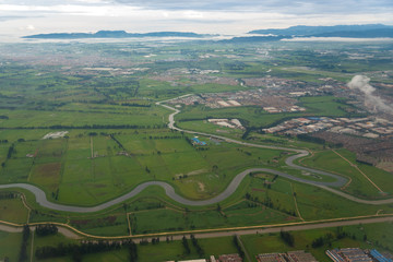 Aerial view crops in the savanna of Bogota. Colombia