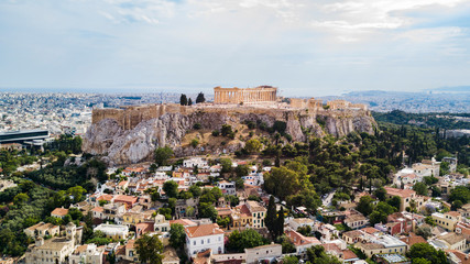 Fototapeta na wymiar Aerial view of the Acopolis in Athens, Greece