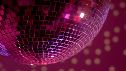 Mirror disco ball in nightclub lights, festive party atmosphere, performance - obrazy, fototapety, plakaty