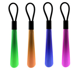 Set of colorful Shoehorns isolated on white background. There is orange, green, blue and red small...