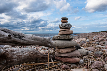 stack of stones on the beach