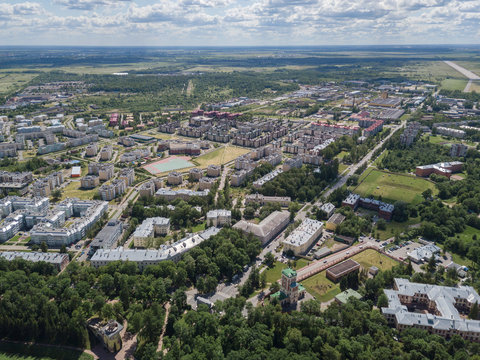 Aerial view over Tsarskoye Selo, Pushkin, Russia