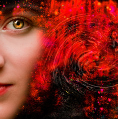 Woman's face in red space © julijacernjaka