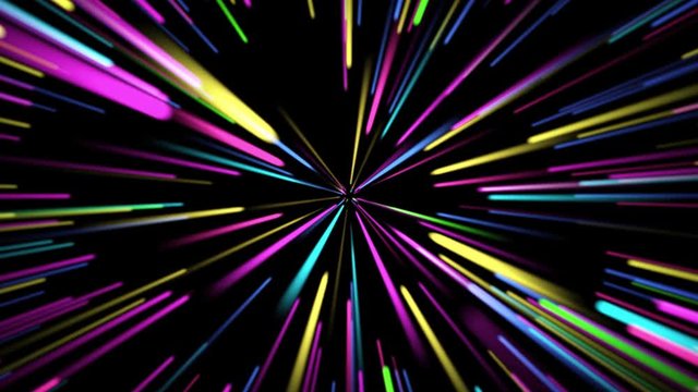 Amazing Abstract Background. Neon lights. Hyperspace Jump In Universe. CGI