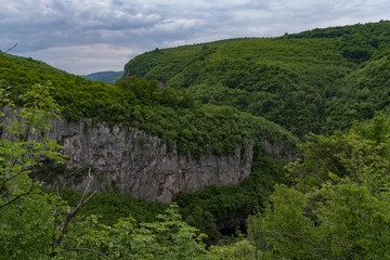 Fototapeta na wymiar Panoramic view of canyon of Dryanovo river near.Monastery St. Archangel Michael, Gabrovo region, Bulgaria