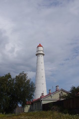 Old lighthouse at coast of Baltic sea on the Hiiumaa island