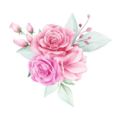 Elegant floral arrangement with various flowers. Editable vector for cards composition elements