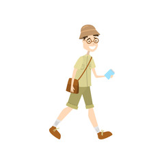 Man archaeologist. Raster illustration isolated on white background