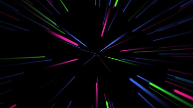 Abstract Background. Neon lights. Hyperspace Jump In Universe. CGI
