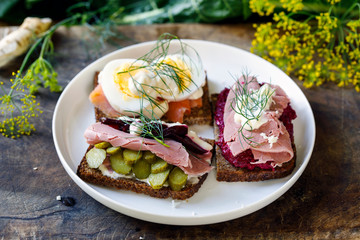 Selection of Scandinavian open sandwiches