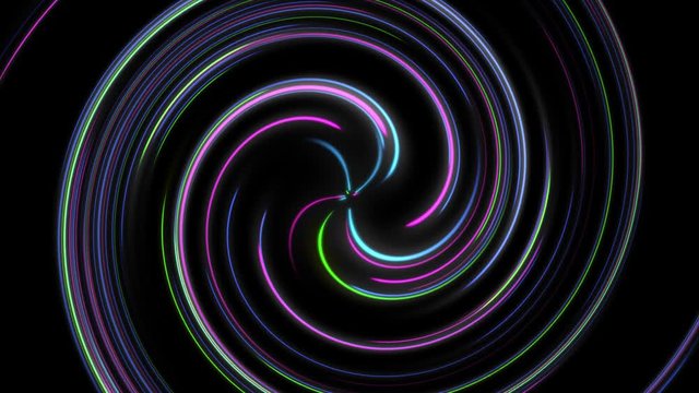 Amazing Colorful Spiral Neon lights. Abstract motion Background. Motion Spin Hypnotic Loop