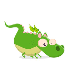 funny cartoon illustration of a dragon sneaking like a tiger