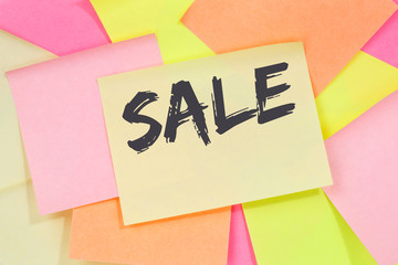 Sale shopping special offer business concept note paper