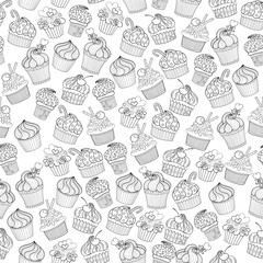 Seamless pattern with sweets cake.