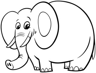 African elephant cartoon character color book